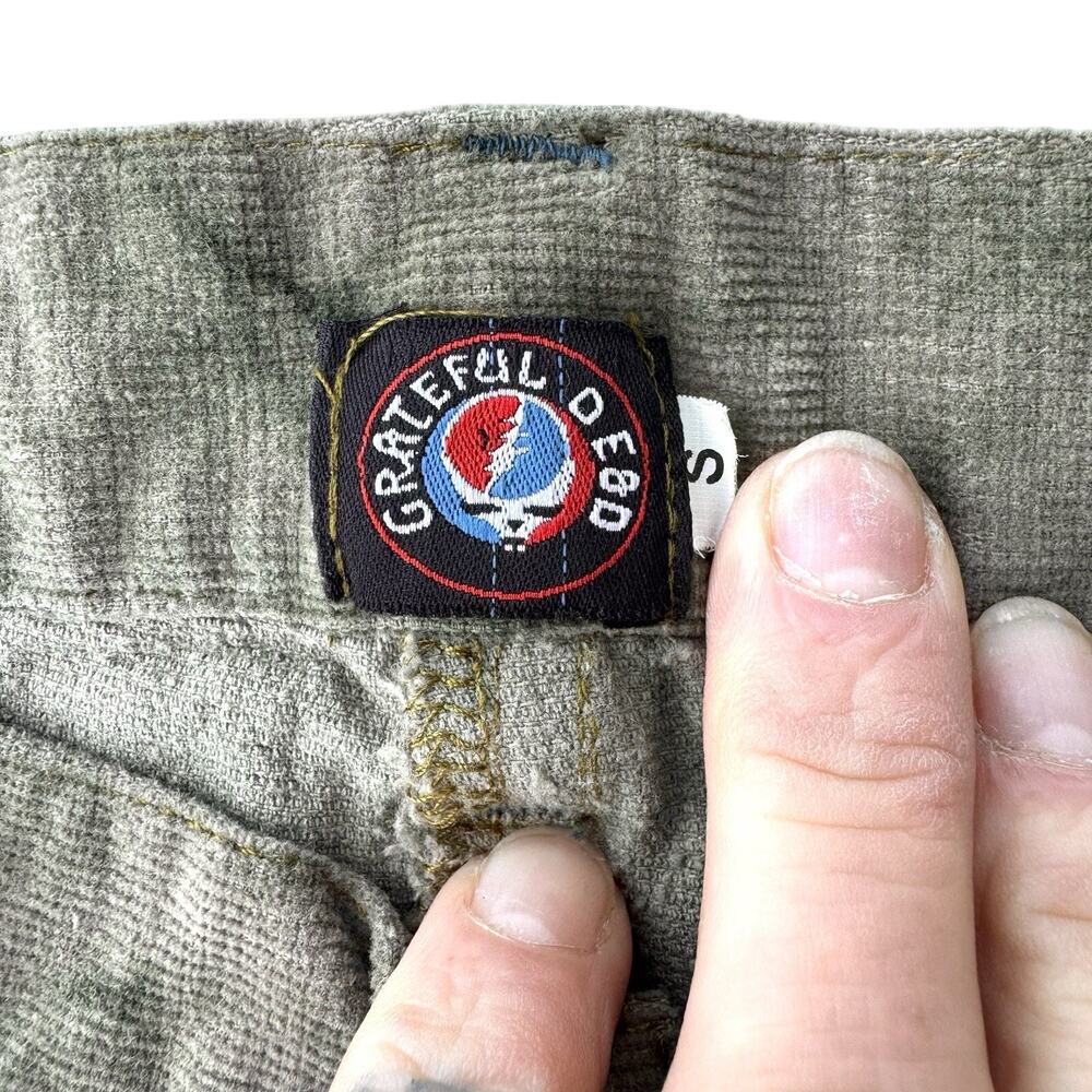 Grateful Dead Corduroy Pants Womens S Olive Green Tie Dye 50th Patch Hippie Boho - Picture 6 of 11